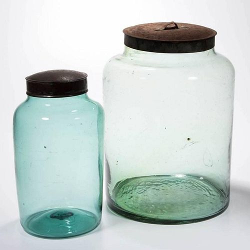 FREE-BLOWN APOTHECARY / STORE JARS, LOT OF TWO
