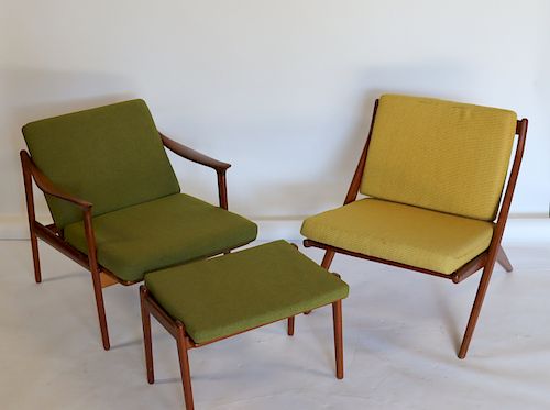 MIDCENTURY. Reclining Chair & Ottoman Together
