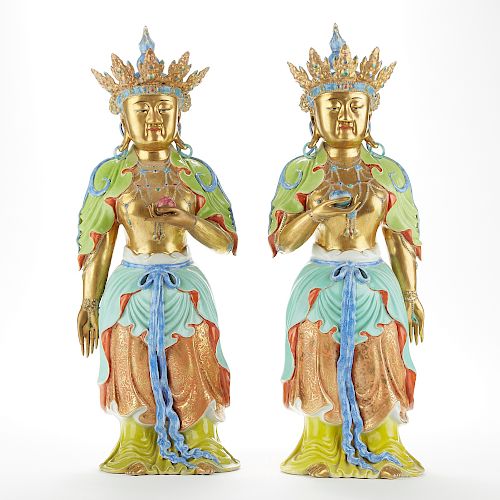 Pr Huge 20th c. Chinese Porcelain Buddhist Figures