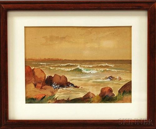 American School, 19th/20th Century    Rocky Shore with Waves