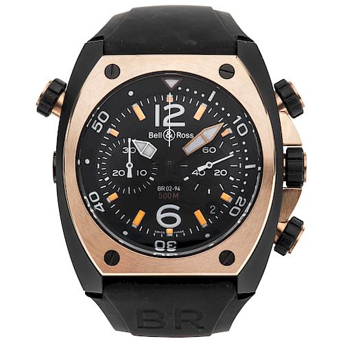 RELOJ BELL & ROSS. STEEL AND 18K PINK GOLD. REF. BR02-94-S/R-348
