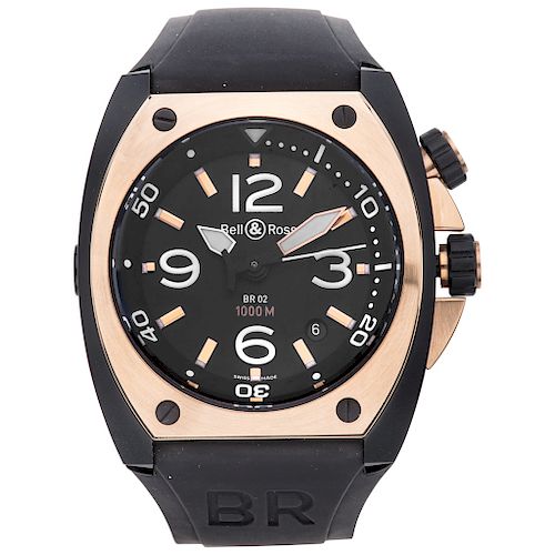 BELL & ROSS. STEEL AND 18K PINK GOLD REF. BR02-20-S/R-101