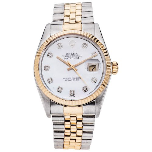 ROLEX OYSTER PERPETUAL DATEJUST. STEEL AND 18K YELLOW GOLD. REF. 16013, CA. 1988