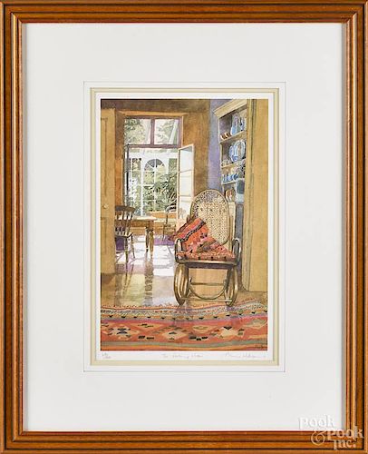 Anne Williams (American 20th c.), color print, titled The Rocking Chair, signed lower right