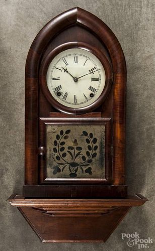 E. N. Welsh rosewood veneer mantel clock with a later shelf, 18 3/4'' h.