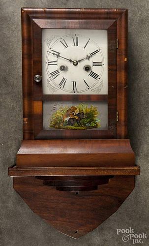 E. N. Welsh mahogany mantel clock with a later shelf, 13 1/4'' h.
