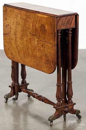 English oak tuckaway table, late 19th c., 28 1/4'' h., 7 1/4'' w., 25 3/4'' d.