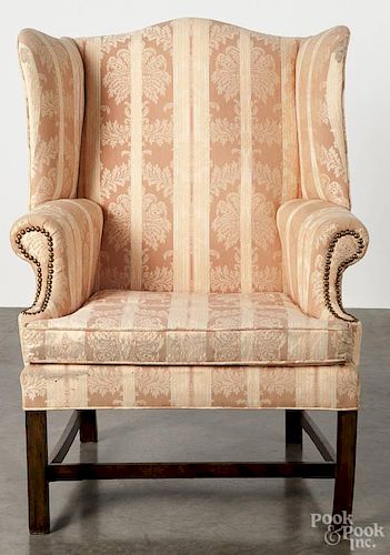 George III style mahogany wing chair, 19th c.