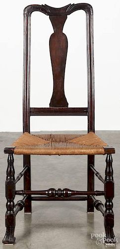 New England Queen Anne rush seat chair, mid 18th c.