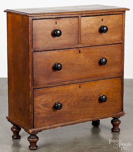 Diminutive pine chest of drawers, late 19th c., 36 1/2'' h., 31'' w.