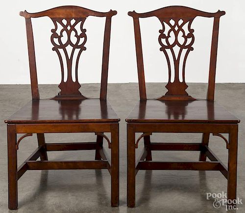 Pair of New England Chippendale cherry dining chairs, ca. 1780.