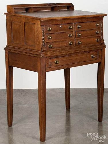 Victorian oak spool cabinet, mounted on a later stand, 48'' h., 32 1/2'' w.