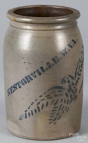 West Virginia stoneware crock, 19th c., inscribed Nestorville W. Va.