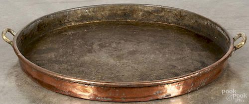 Massive copper pan, 19th c., 2 1/2'' h., 23 1/2'' dia.