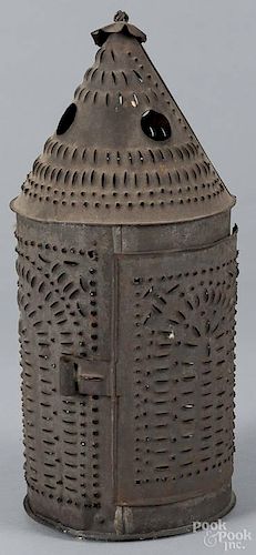 Punched tin carry lantern, 19th c., 14 1/2'' h.
