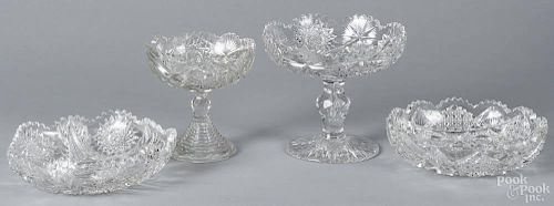 Two American brilliant cut glass footed compotes, 19th/20th c., largest - 7'' h., 8'' dia.