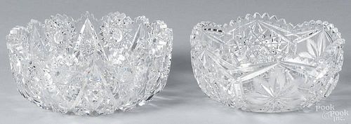 Two American brilliant cut glass flat bottomed bowls, 19th/20th c., largest - 3 1/2'' h., 8 3/4'' dia.