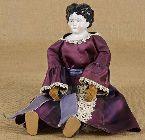 German China head and shoulder molded hair doll w