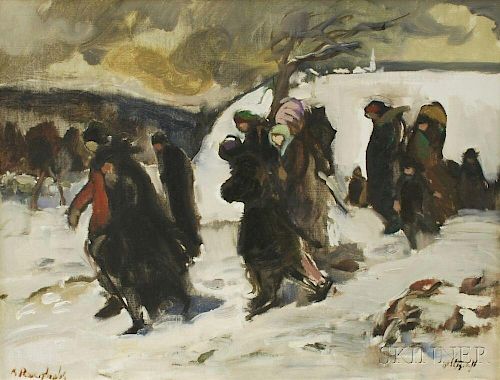 Moshe Rosenthalis (Lithuanian/Israeli, 1922-2008)      Refugees in Winter.