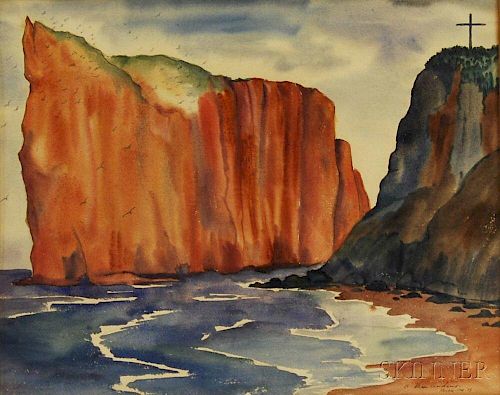 Vera Eugenia Andrus (American, 1896-1979)      Cliffs at Perce Beach, Gaspe Peninsula, Quebec