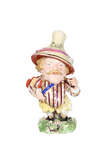 A DERBY FIGURE OF A MANSION HOUSE DWARF, c.1785, the corpul