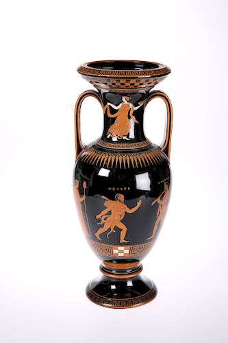 A LARGE STAFFORDSHIRE VASE IN THE ANCIENT GREEK TASTE, 19th