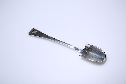 A GEORGE V SILVER OLD ENGLISH PATTERN CHEESE SCOOP, GOLDSMI