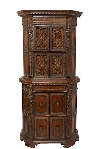 17th / 18th C. Italian Carved Beechwood Cabinet