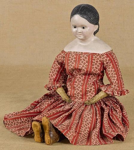 Greiner type composition doll with molded hair an