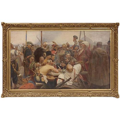 Reply of the Zaporozhian Cossacks to Sultan Mehmed IV Painting after Ilya Repin1880-1890