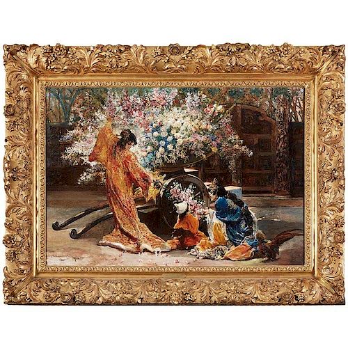 Exceptional French Japonisme Oil on Panel Painting by Felix Armand Heullant19th Century
