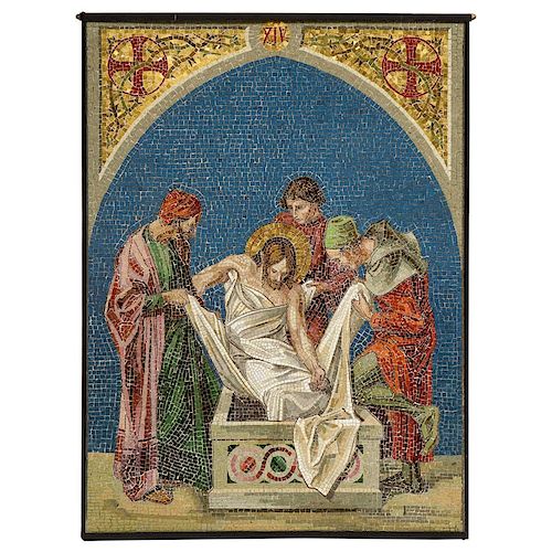 Fine and Large Italian Micromosaic Panel of "Jesus Being Laid to Rest"