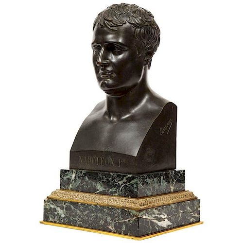Exquisite French Patinated Bronze Bust of Emperor Napoleon I, after Canova1820