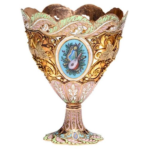 Swiss Gold and Enamel Zarf for the Turkish Market, circa 1840
