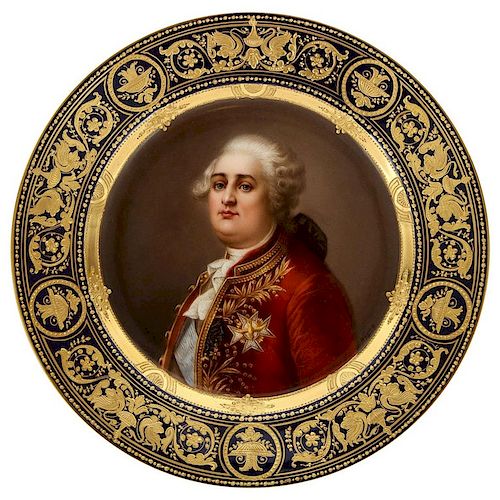Rare and Exceptional Royal Vienna Porcelain Plate of "King Louis XVI" by Wagner