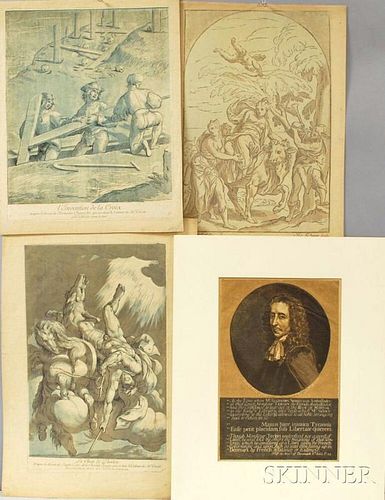 Four Old Master Woodcuts:      Nicolas Le Sueur (French, 1691-1764), L'Invention de la Croix