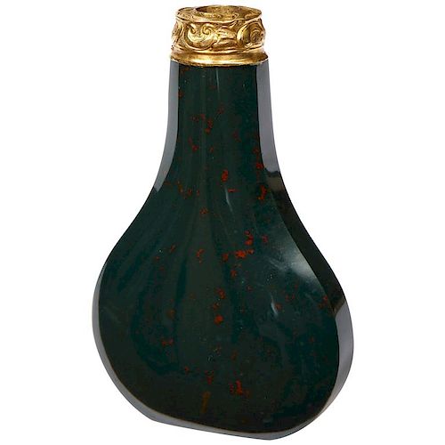 George II English 18 Karat Gold and Bloodstone Perfume Bottle
