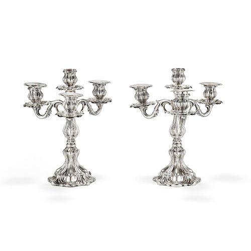 A silver couple candelabra, France, second half 19th Century