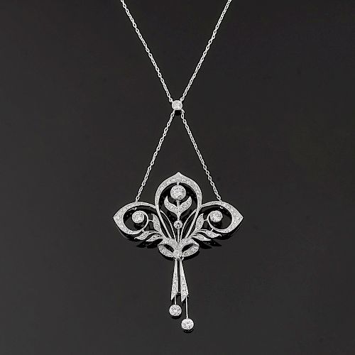 A 18K white gold, platinum and diamond necklace