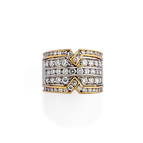 A platinum and 18K two-color gold and diamond ring