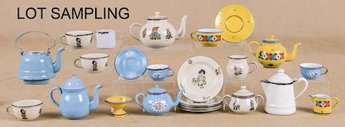 Large collection of enameled children's dishes, t