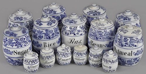 Fifteen German porcelain spice jars.