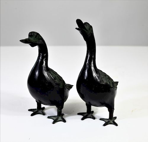 2 Bronze Japanese Ducks