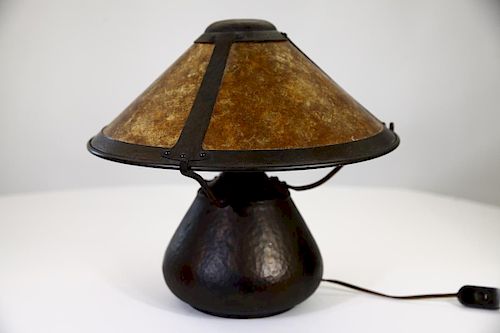 Mica Hand Hammered Copper Lamp