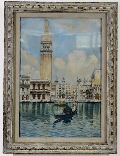 Venetian Canal Scene, Watercolor