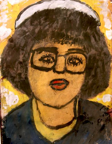 Outsider Art, Anderson Johnson, Woman in Glasses and Hat