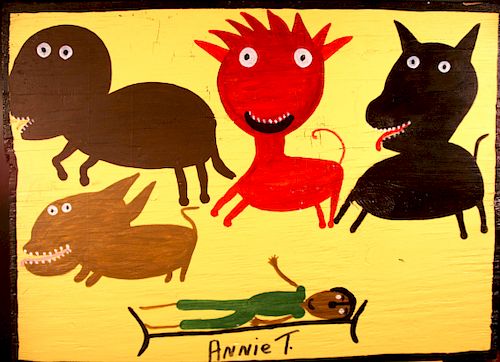 Outsider Art, Annie Tolliver, "Daneil Dreaming about Four Beast" (sic)