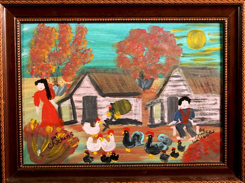 Outsider Art, Annie Wellborn, Pet Chickens in the Moonlight