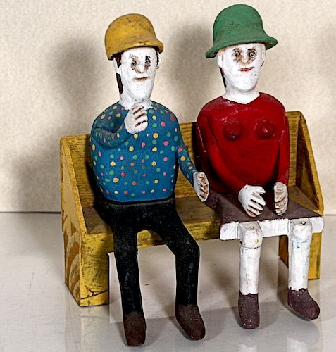 Outsider Art,Carlton Garret- Couple on Bench