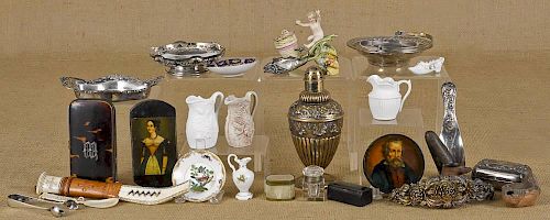 Decorative tablewares, to include a painted cigar